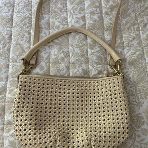 Clare V Cream Woven Rattan Petit Moyen  bag